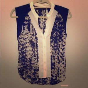 BCBG maxazria black and white blouse